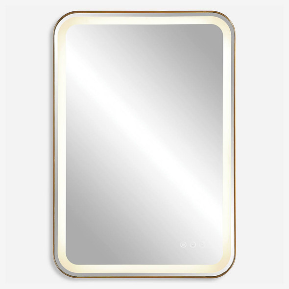 Crofton Lighted Brass Vanity Mirror Contemporary style Vanity Mirror Decor